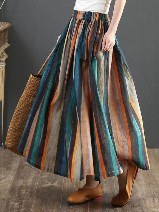 Women's Literary Elegant Stripes Skirt