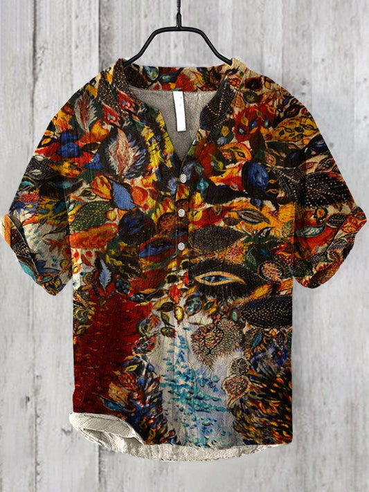 Men's Casual Oil Painting Print Shirt