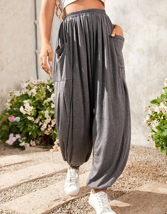 Women's Solid Ruched Harem Pants